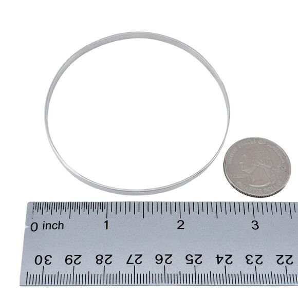 Vintage Sterling Silver 925 3.3mm Classic Bangle Bracelet 8.25" - Picture 7 of 7